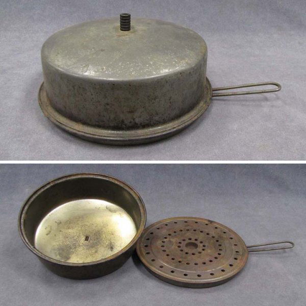 345 VINTAGE TIN STOVE TOP BUN WARMER Lot 345