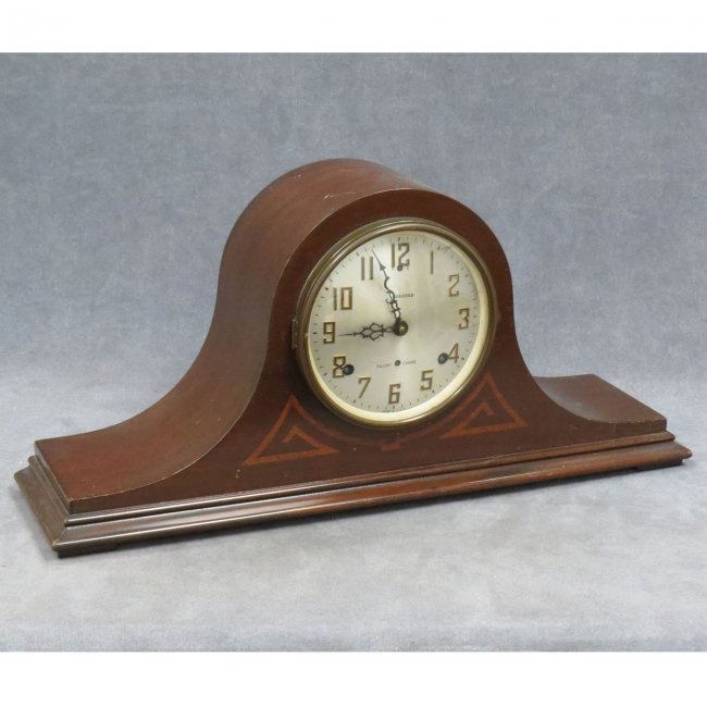 VINTAGE SESSIONS INLAID MAHOGANY MANTLE CLOCK Lot 77