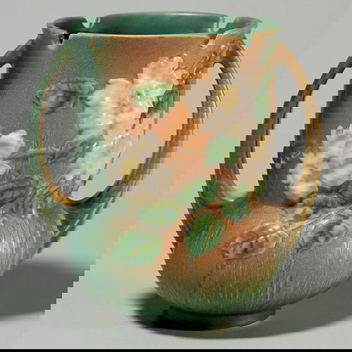 278 Roseville White Rose green/brown vase, 9858". Lot 278