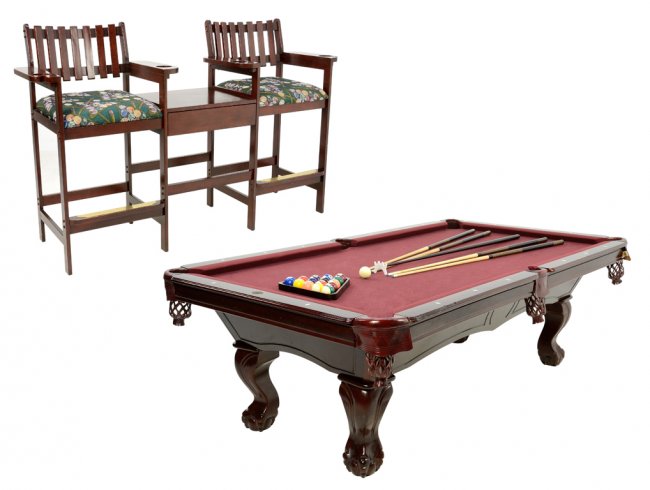 A WESTWOOD BILLIARDS TABLE ON CLAW AND BALL FEET WITH ...