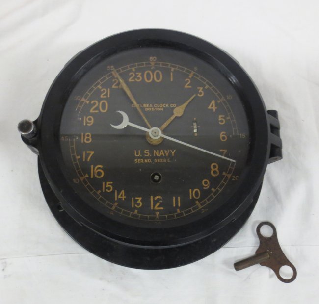 Chelsea Ship's Clock, 24 Hour Dial, with key Lot 18