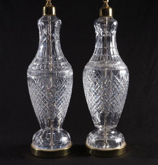 480A PAIR WATERFORD CRYSTAL TABLE LAMPS Lot 480A