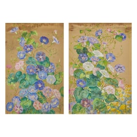 Elizabeth Fisher Washington (American, 1871-1953)  Hollyhocks; A Pair