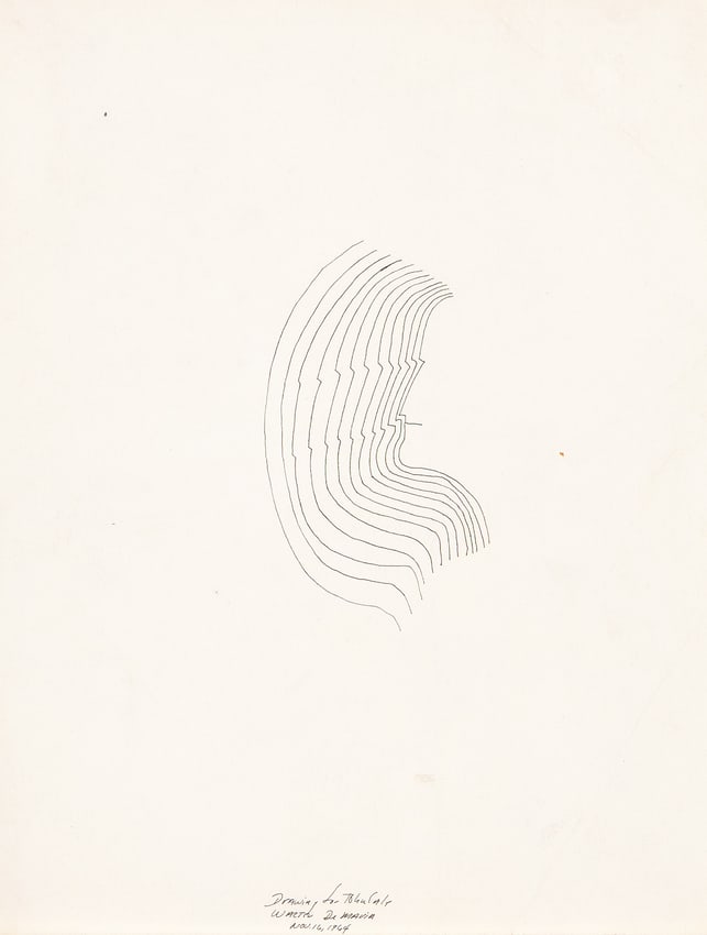 Walter De Maria, Drawing for John Cale, Ink on paper, 1964.