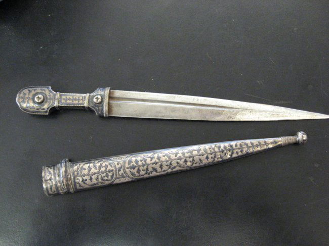 Russian Imperial Niello silver dagger kindjal 19th c : Lot 162