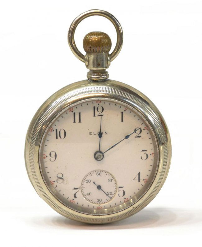 233 ELGIN POCKET WATCH WITH RAILROAD BACK Lot 233
