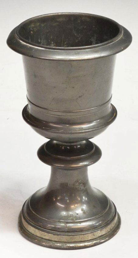 (2) ANTIQUE PEWTER CHALICE & SKURDAL TINN FLASK : Lot 435