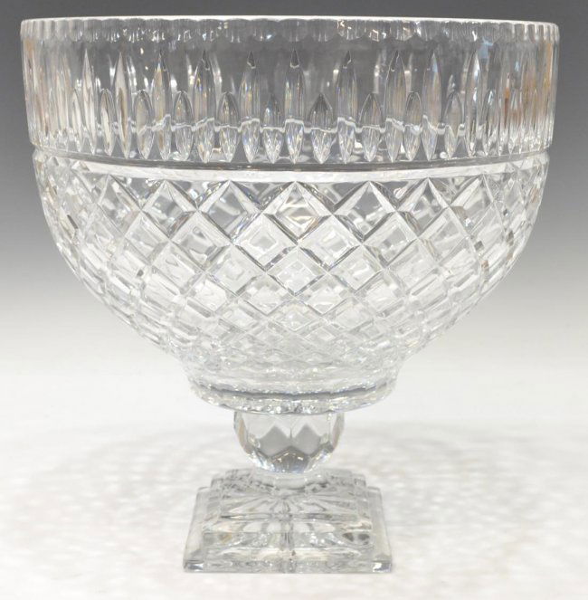 LARGE POLISH CUT CRYSTAL PEDESTAL PUNCH BOWL : Lot 360