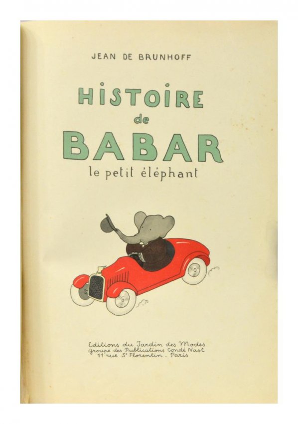 BOOK: HISTOIRE DE BABAR, 1931 FIRST EDITION : Lot 144