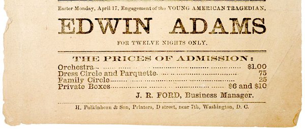 Ford theater lincoln assassination playbill #9