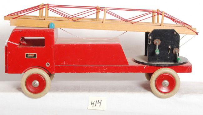 414: Brio wooden aerial ladder fire truck : Lot 414
