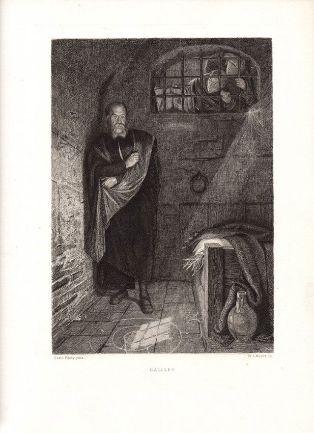 Carlo Piloty Galileo in Prison engraving 1800s : Lot 415