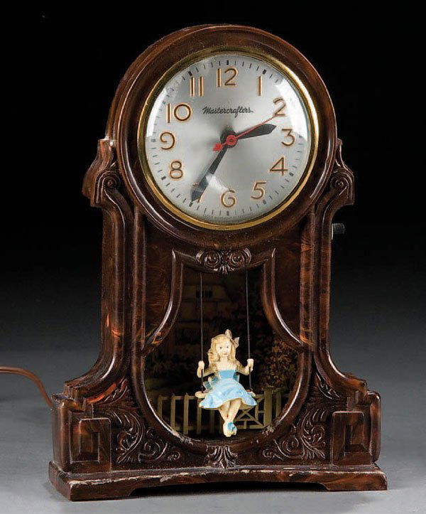 993 A SESSIONS NOVELTY CLOCK girl in swing, face mark Lot 993