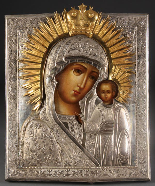 6: RUSSIAN ICON OF THE KAZAN MOTHER OF GOD, 19TH C. : Lot 6