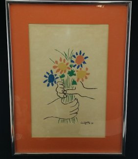 Vintage Pablo Picasso, Bouquet of Peace Lithograph : Lot 226