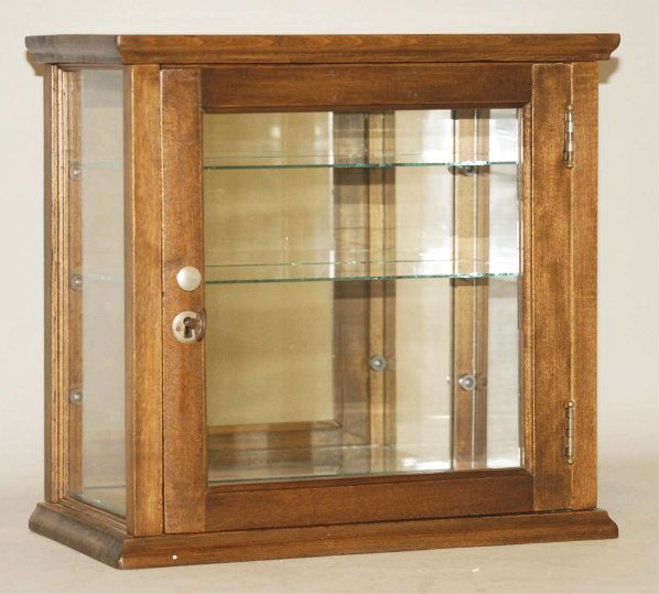 7 Small Glass & Wood TwoShelf Display Case. Lot 7