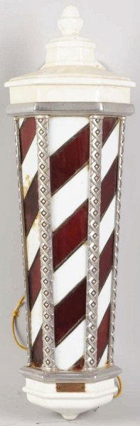 88: Porcelain & Stained Glass Barber Pole. : Lot 88