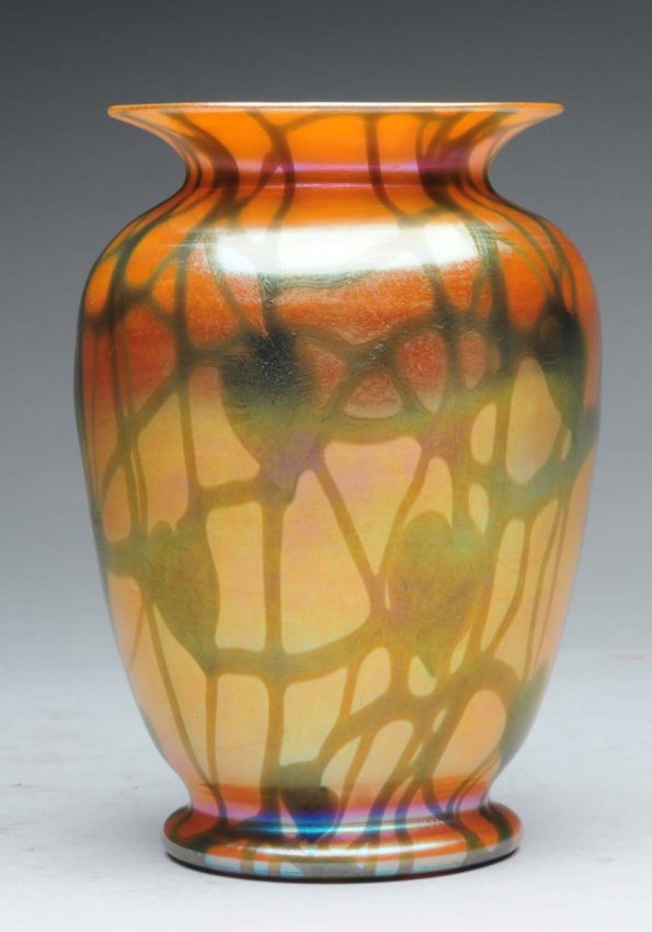 Durand Gold Lutz Art Glass Vase. Lot 1188