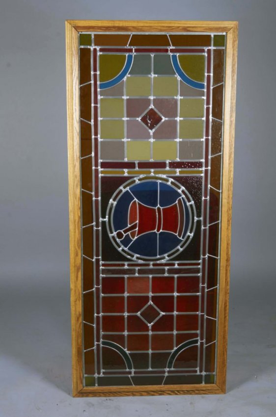 Pharmacy Stained Glass Window In Oak Frame Lot 2539