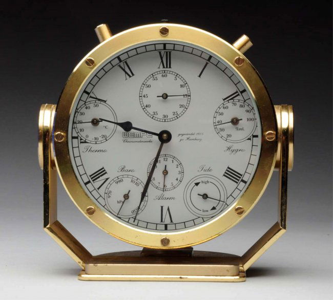 Wempe Brass Ships Chronometer & Alarm Clock. Lot 523