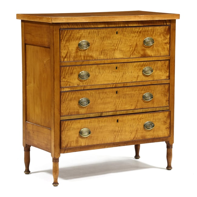 Mid-Atlantic Late Federal Tiger Maple Chest of Drawers