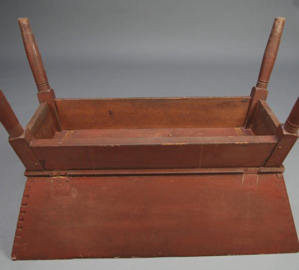 58 Pine LiftTop 19C Antique Dough Box on Turned Legs Lot 58