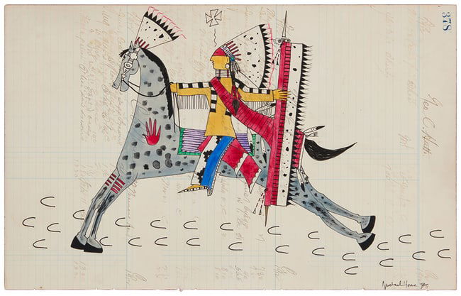 Michael Horse (b. 1951, Yaqui, Mescalero Apache, Zuni), Warrior on horseback