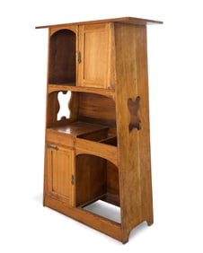 An early Roycroft oak hossier-style cabinet