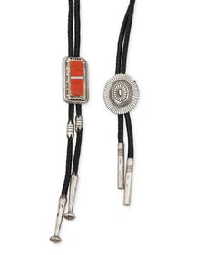 Two Southwest sterling silver bolo ties
