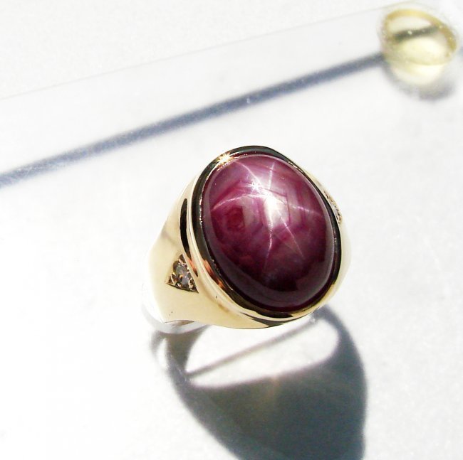 Natural Star Ruby Diamond Men Ring 15.65Ct 14K Y/g : Lot 139