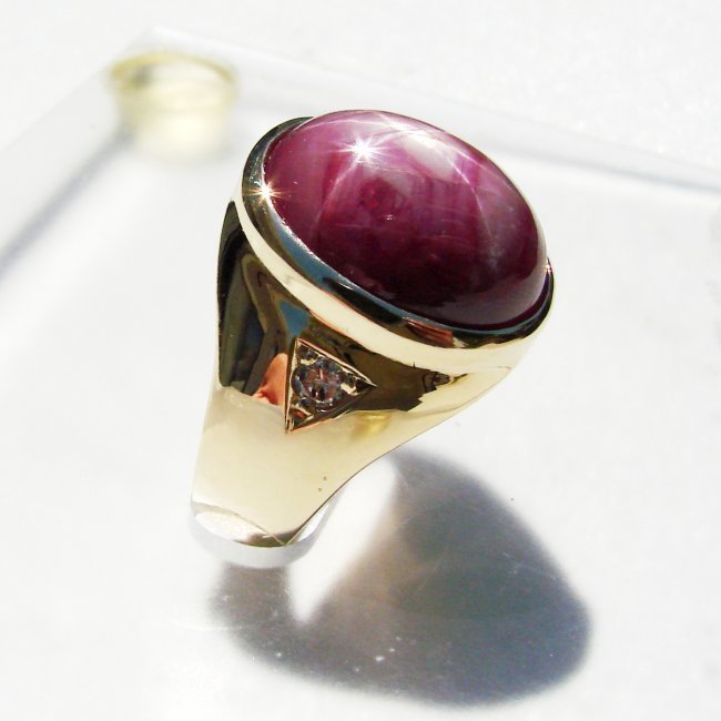 Natural Star Ruby Diamond Men Ring 15.65Ct 14K Y/g : Lot 139