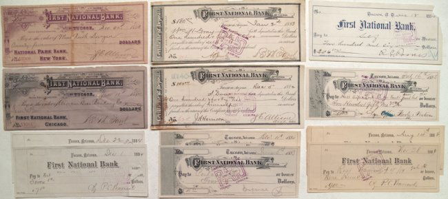 First National Bank checks, Tucson, Arizona : Lot 790