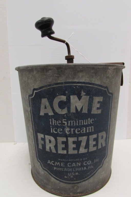 ACME ICE CREAM FREEZER MAKER TIN BUCKET Lot 42
