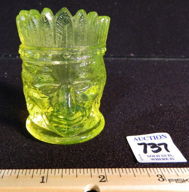 VASELINE GLASS INDIAN HEAD TOOTHPICK HOLDER Lot 737