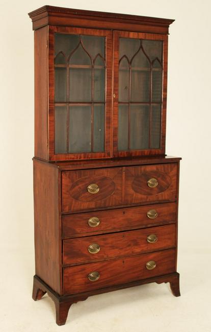 19TH C. ENGLISH SHERATION MAHOGANY BOOKCASE