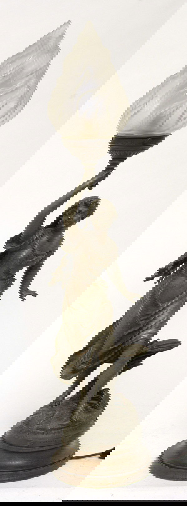 236 Vintage Art Nouveau Figural Newel Post Lamp Lot 236