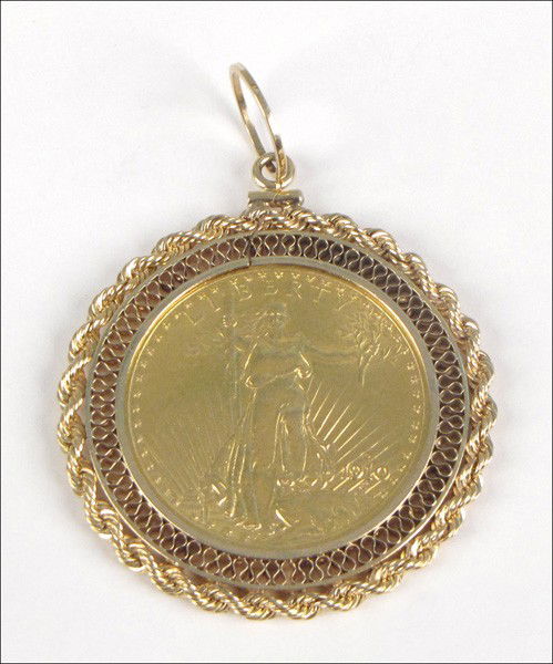 947019: 1910 TWENTY DOLLAR GOLD LIBERTY COIN PENDANT. : Lot 947019