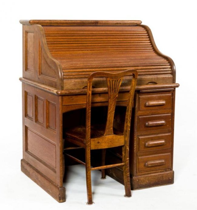OAK ROLL TOP "DERBY DESK" BOSTON Lot 1370