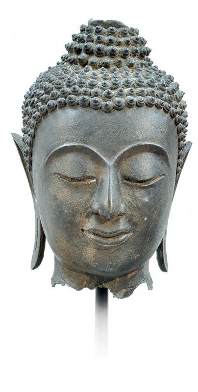 2482: Thai Large Bronze Buddha Head, 19th Century : Lot 2482