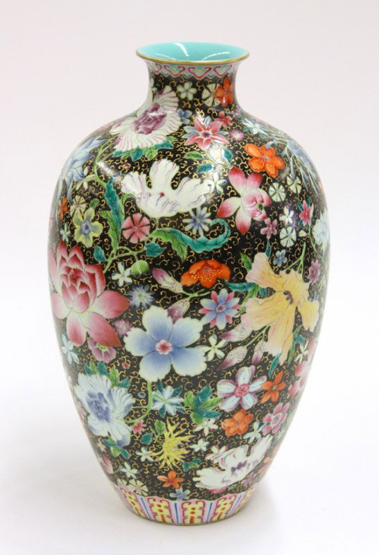 2594: Chinese Enameled Mille Fleur Vase, Republic : Lot 2594