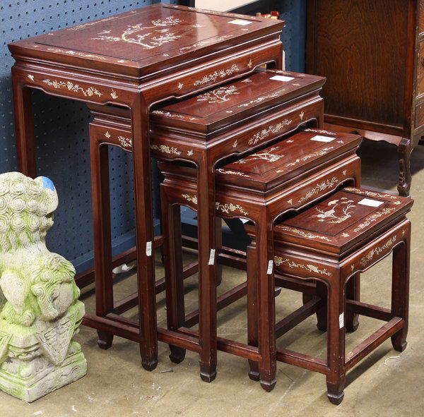 4116: Chinese Mother-of-Pearl Inlaid Nesting Tables : Lot 4116