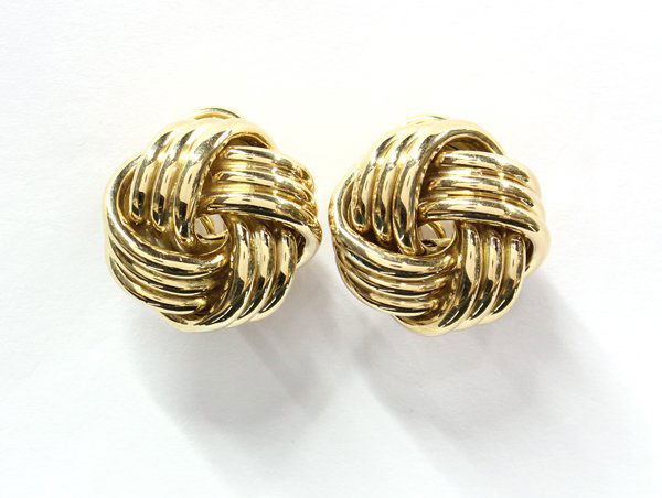 2471: 18K yellow gold Tiffany & Co. knot earrings : Lot 2471