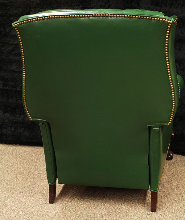 Hancock and Moore green leather wingback recliner Lot 2400