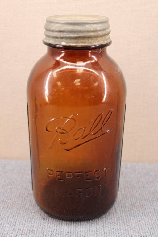 Amber Ball Perfect Mason Half Gallon Jar Lot 191