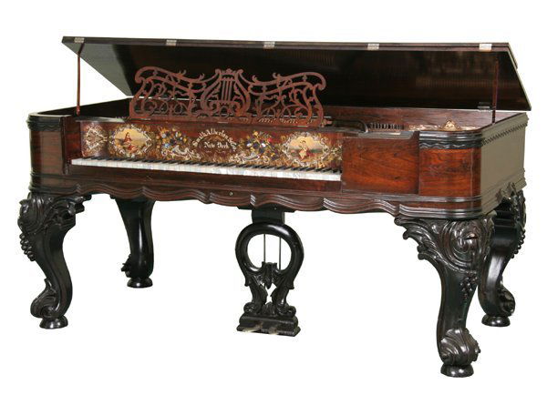 1018: Mid 1800 Rococo Victorian square grand piano, 