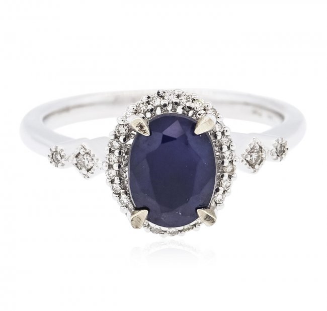 14KT White Gold 1.75ct Sapphire and Diamond Ring