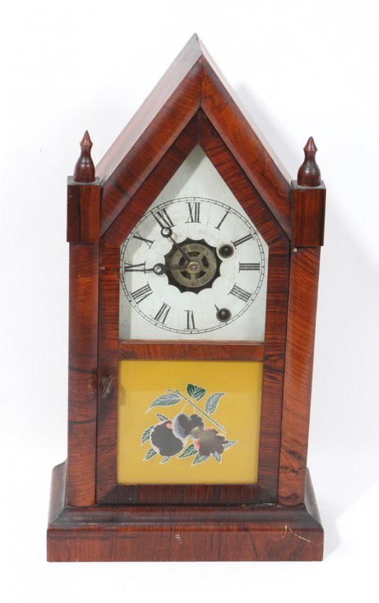 070125: ANSONIA VINTAGE STEEPLE WALNUT ALARM CLOCK, : Lot 70125