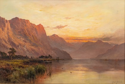 Alfred De Breanski Sr. RBA (British, 1852-1928) Oil on Canvas, Ca. 1880, 'Near Keswick,