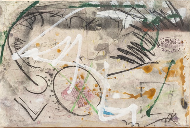 Andras Markos (Hungarian, 1950-2020) Mid-Century Modern Acrylic, Collage, Color Pencil and Pencil on
