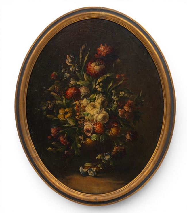 European Oil on Canvas, Ca. Late 19th/early 20th C., 'Floral Still Life', H 28